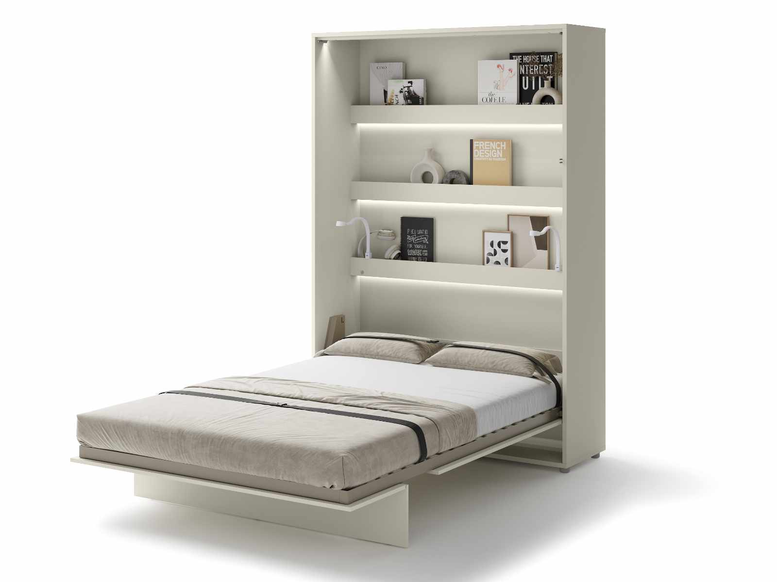 Lit mural escamotable CONCEPTION PRO 140x200 cm cachemire (vertical) avec matelas