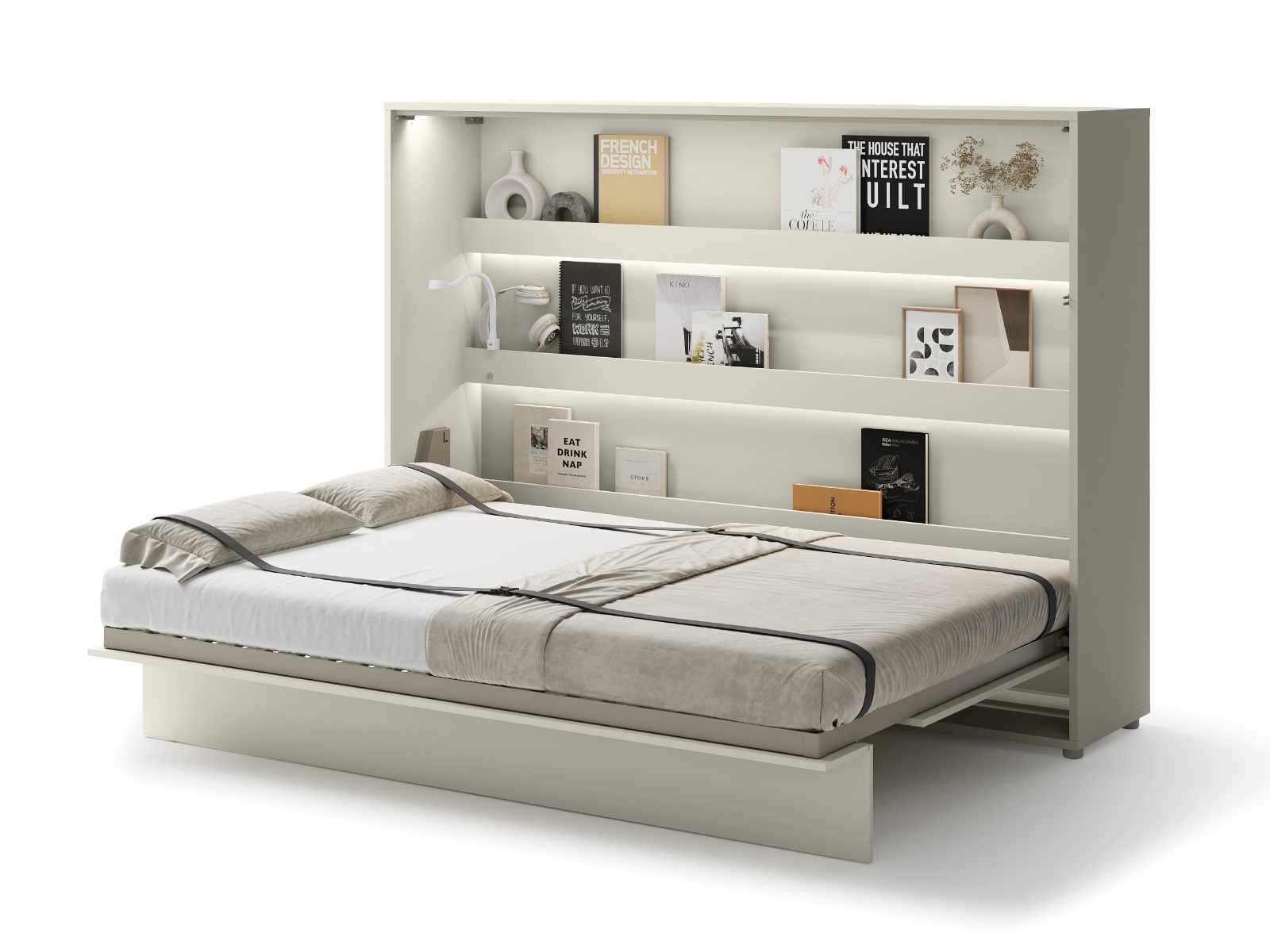 Lit mural escamotable CONCEPTION PRO 140x200 cm cachemire (horizontal)