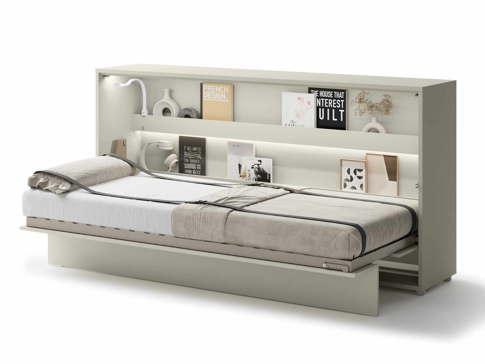 Lit mural escamotable CONCEPTION PRO 90x200 cm cachemire (horizontal)