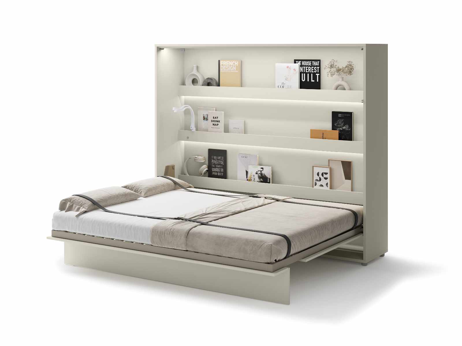 Lit mural escamotable CONCEPTION PRO 160x200 cm cachemire (horizontal) avec matelas