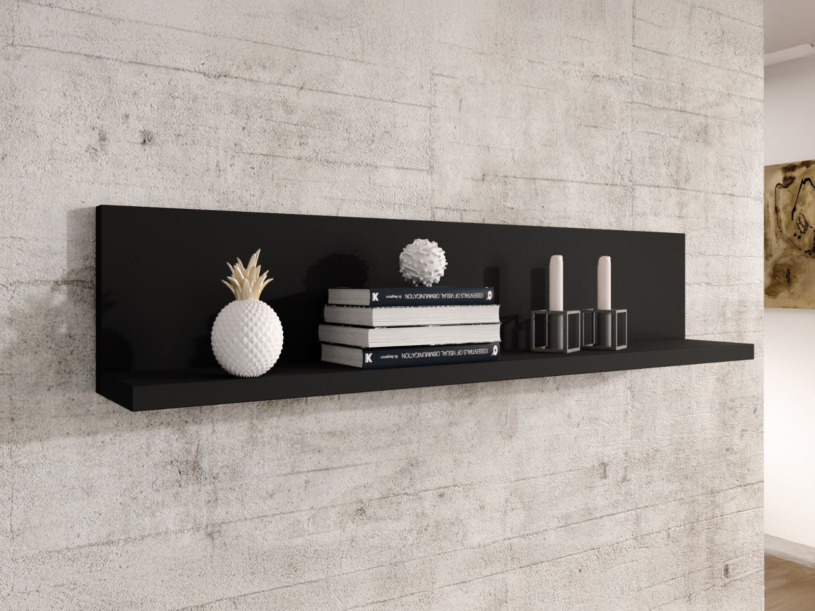 Etagère murale BOTSWANA 150 cm noir mat