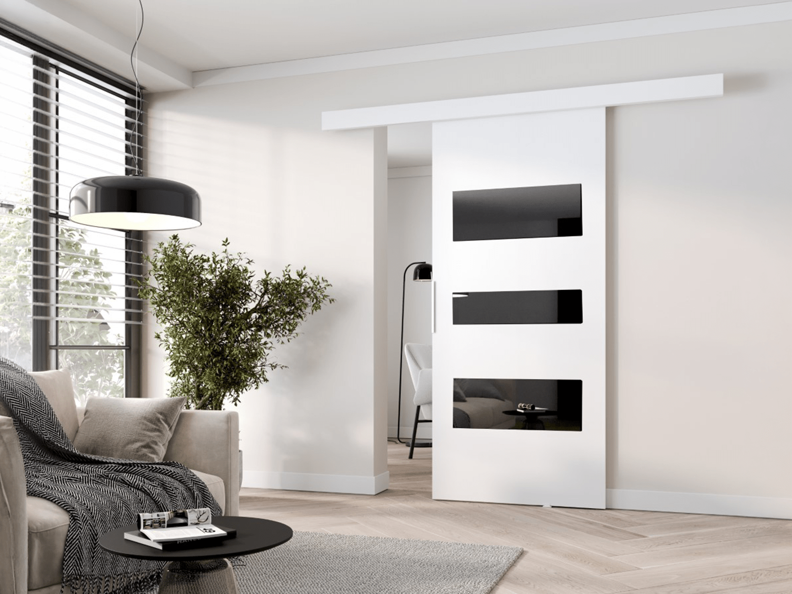 Porte coulissante CORWEL 96 cm blanc