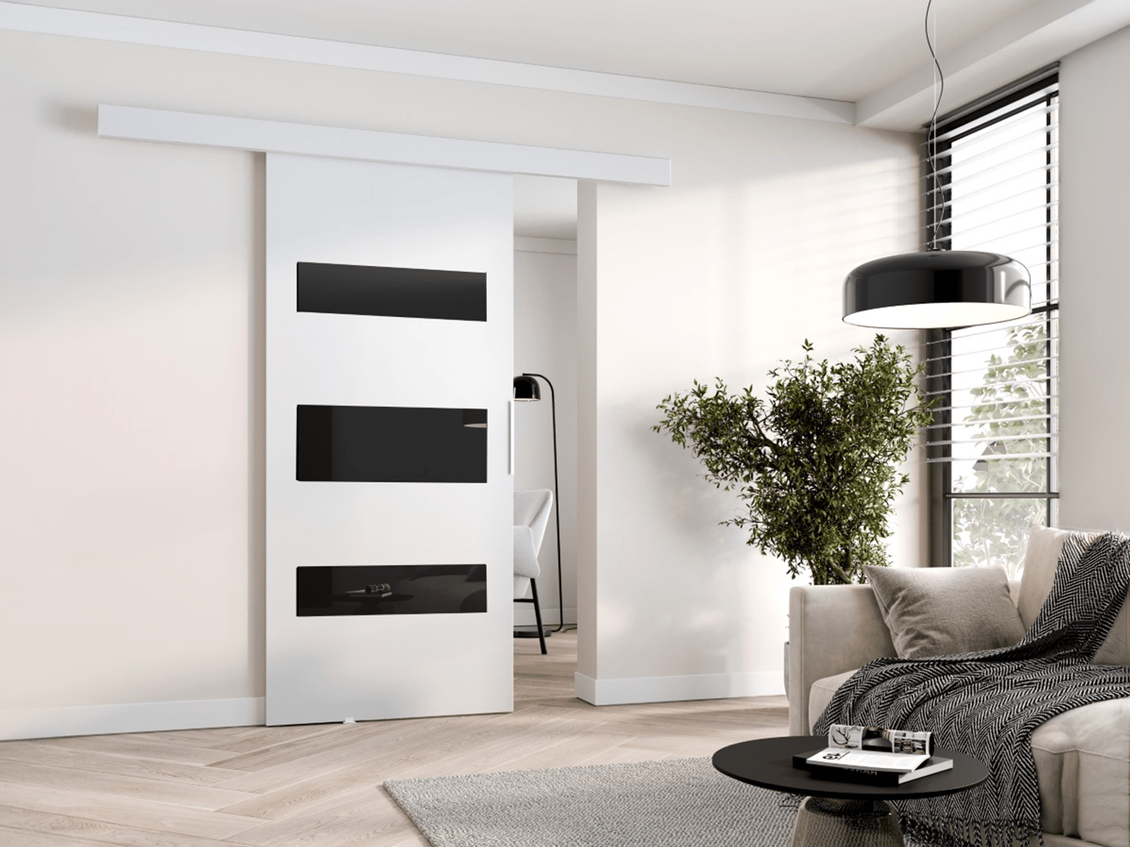 Porte coulissante COLLEEN 86 cm blanc