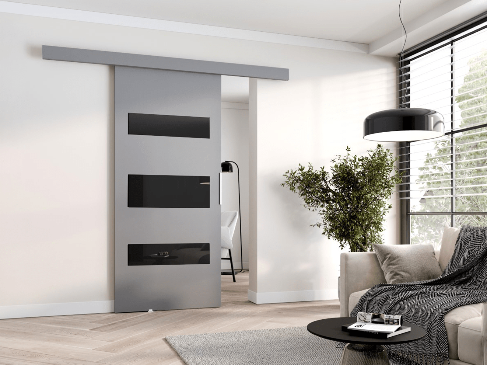 Porte coulissante COLLEEN 106 cm gris