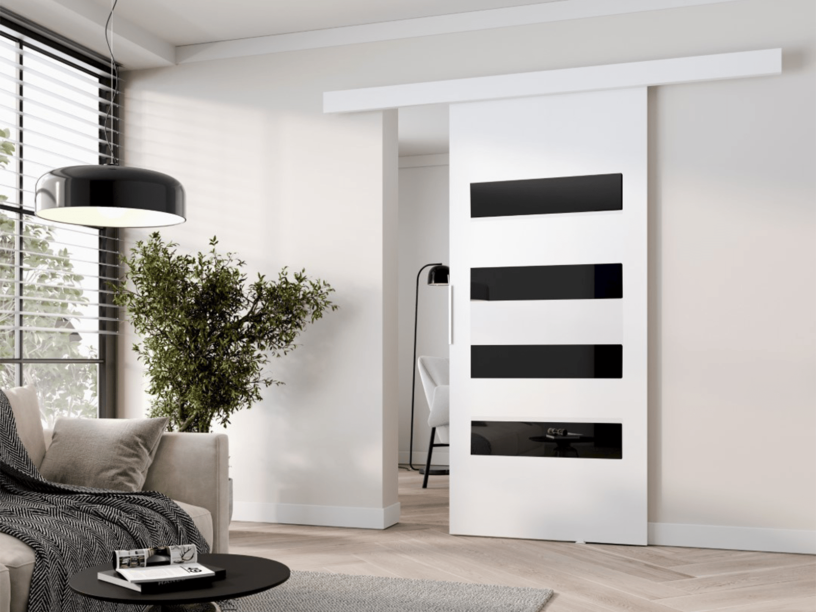 Porte coulissante CLAUDINE 76 cm blanc