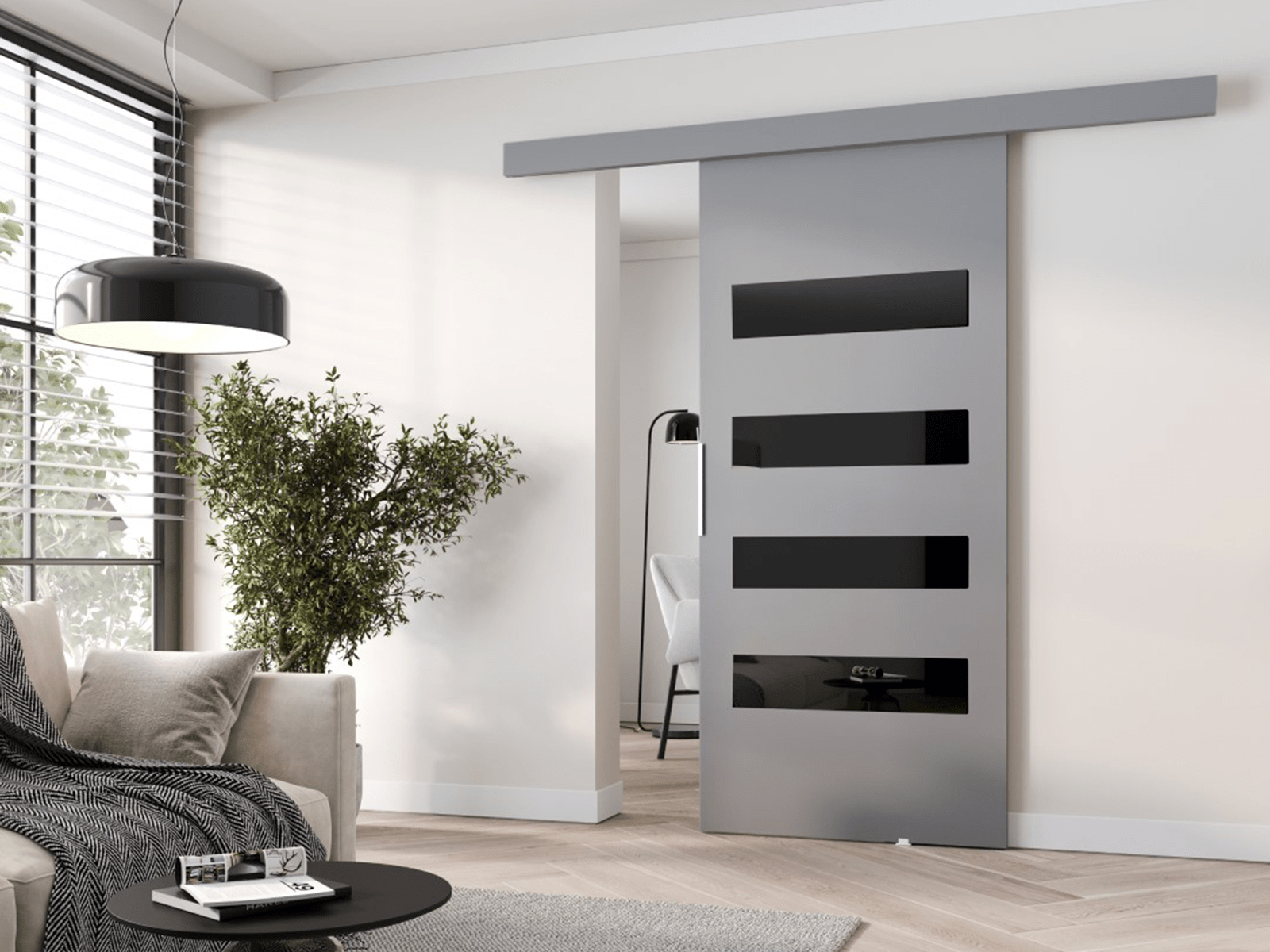 Porte coulissante CLAUDINE 106 cm gris
