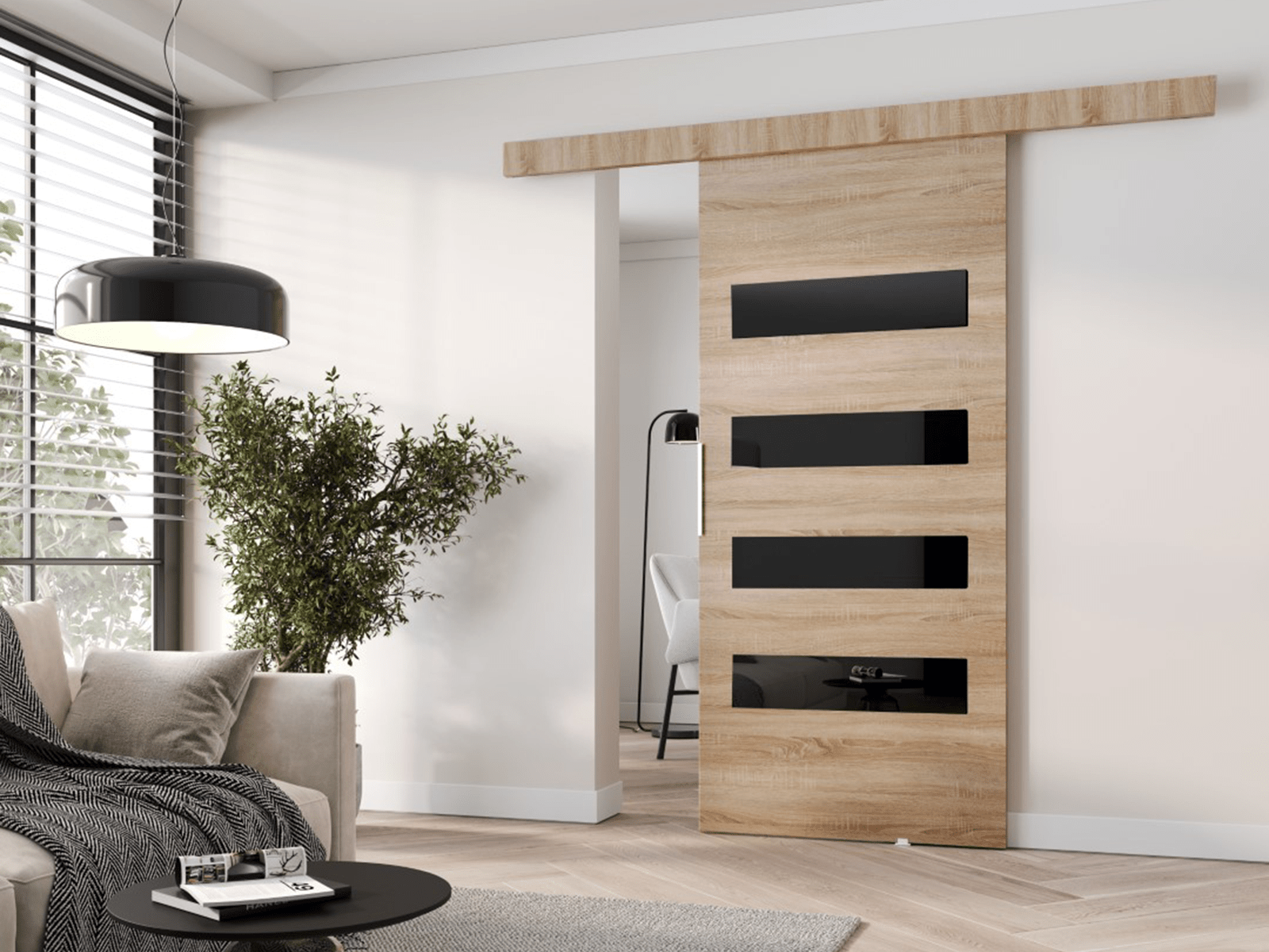 Porte coulissante CLAUDINE 96 cm sonoma