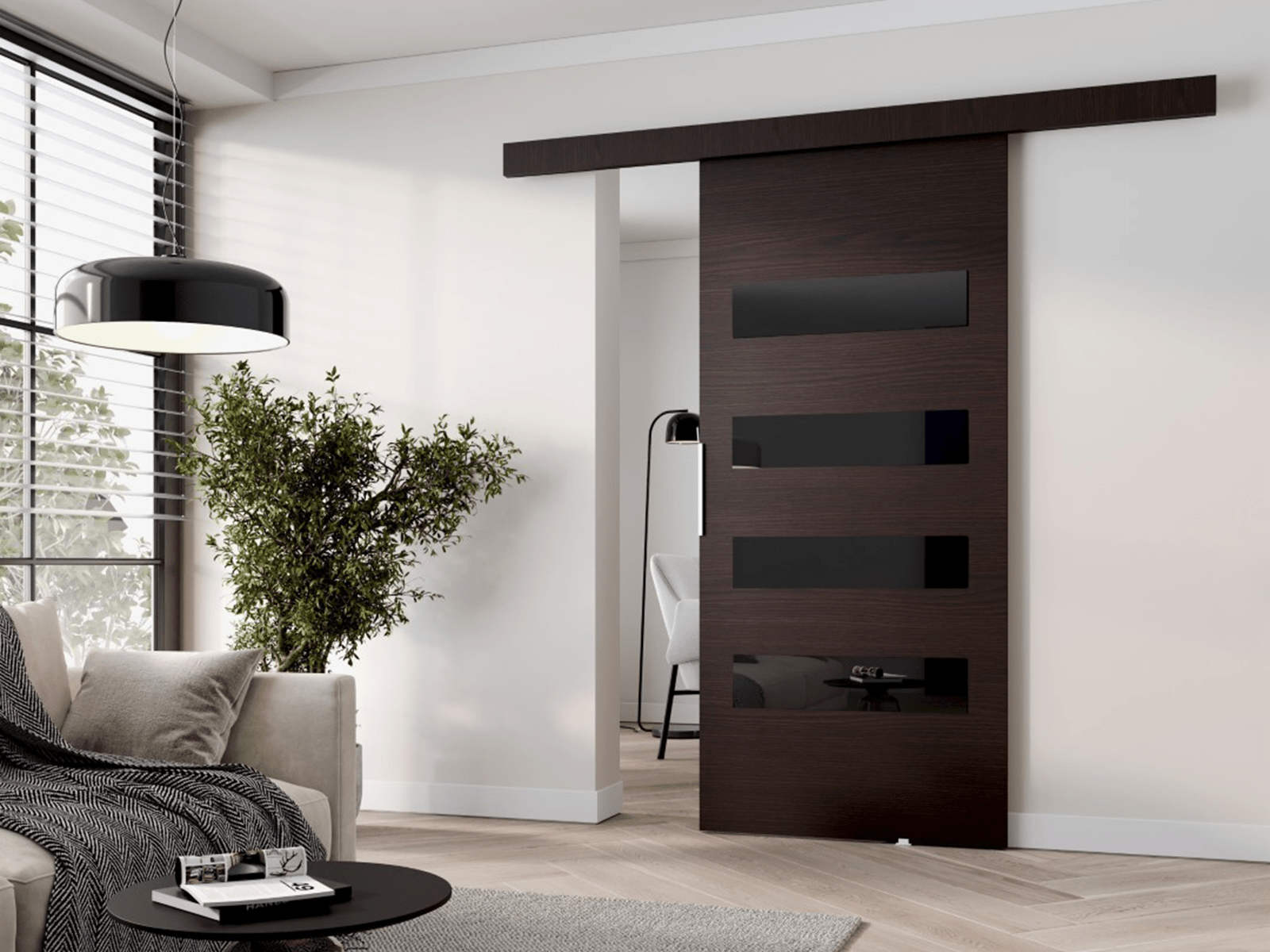 Porte coulissante CLAUDINE 106 cm wengué