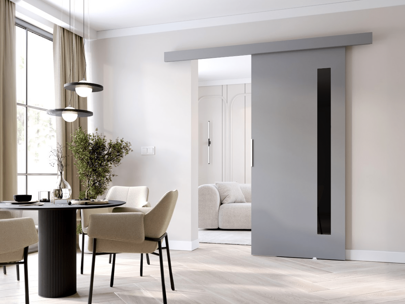 Porte coulissante CLUNOA 86 cm gris