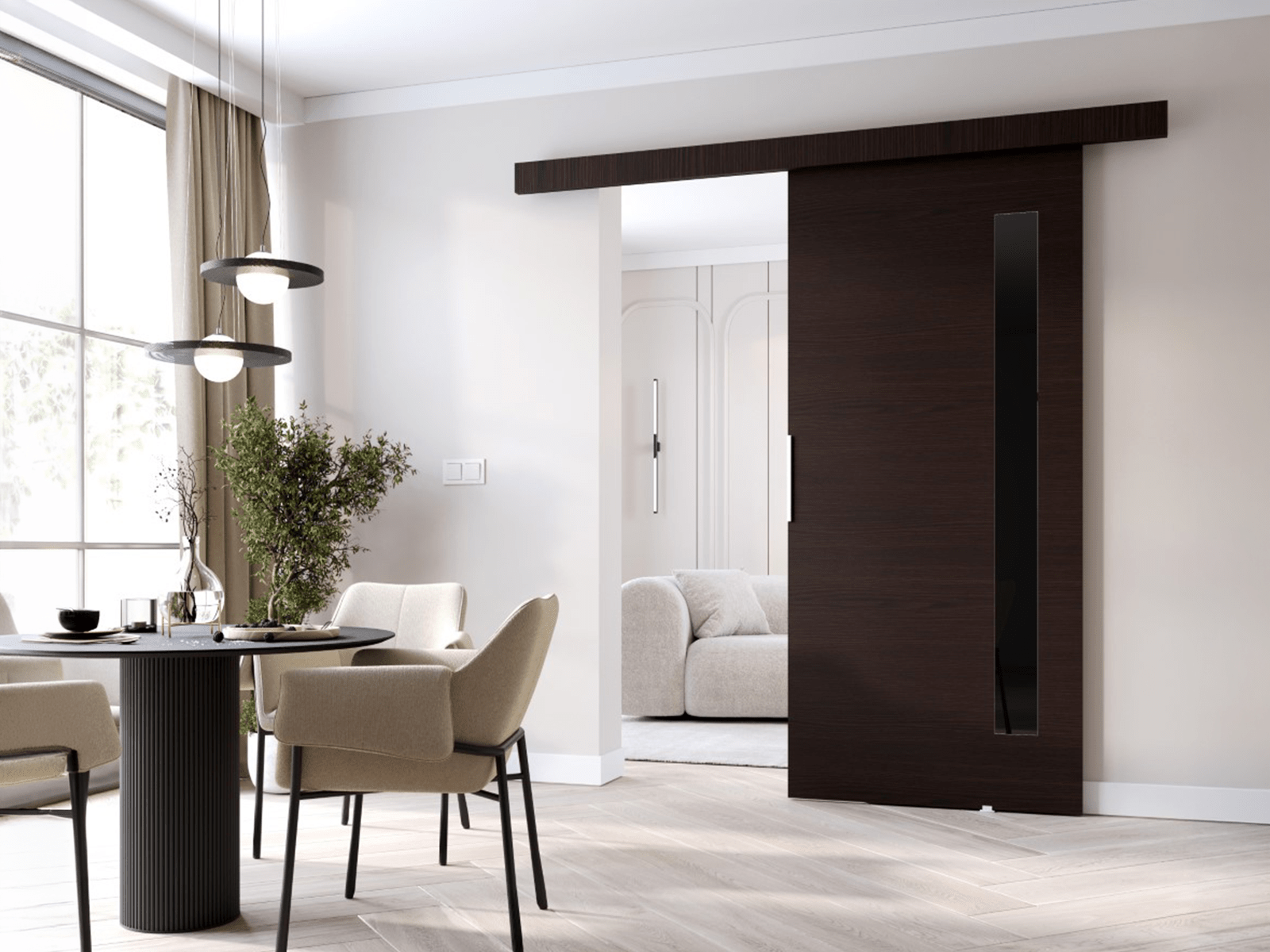 Porte coulissante CLUNOA 86 cm wengué