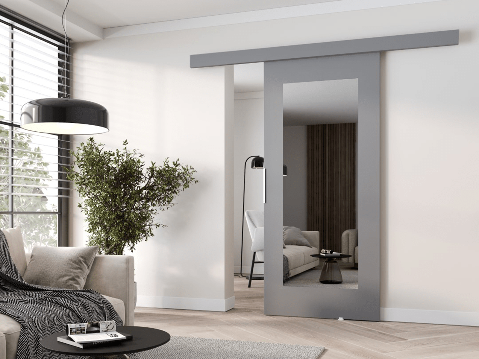 Porte coulissante CLAUDETTE 86 cm gris