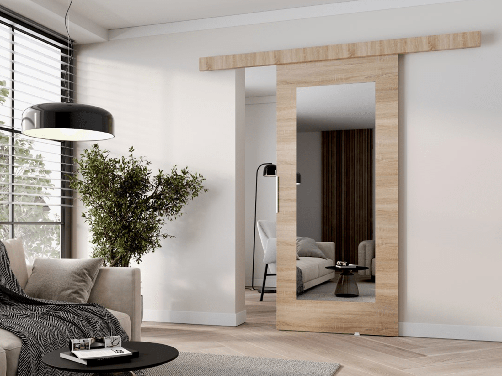 Porte coulissante CLAUDETTE 96 cm sonoma