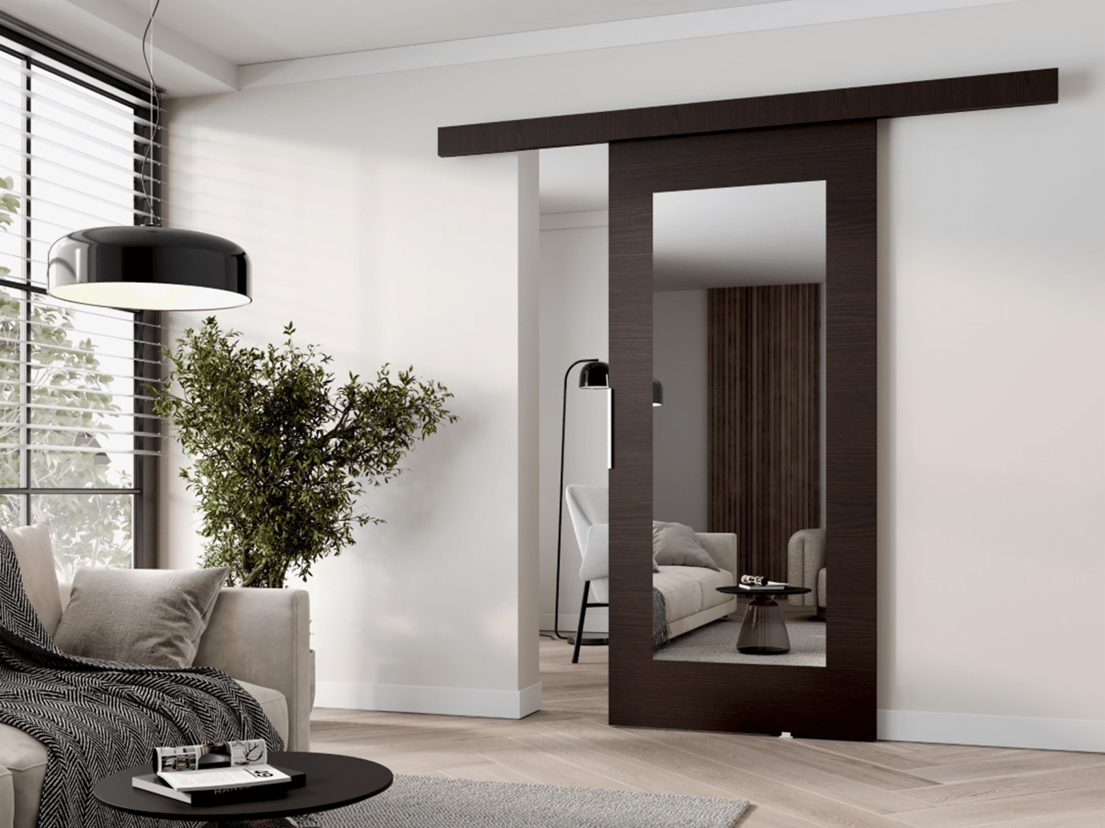 Porte coulissante CLAUDETTE 106 cm wengué