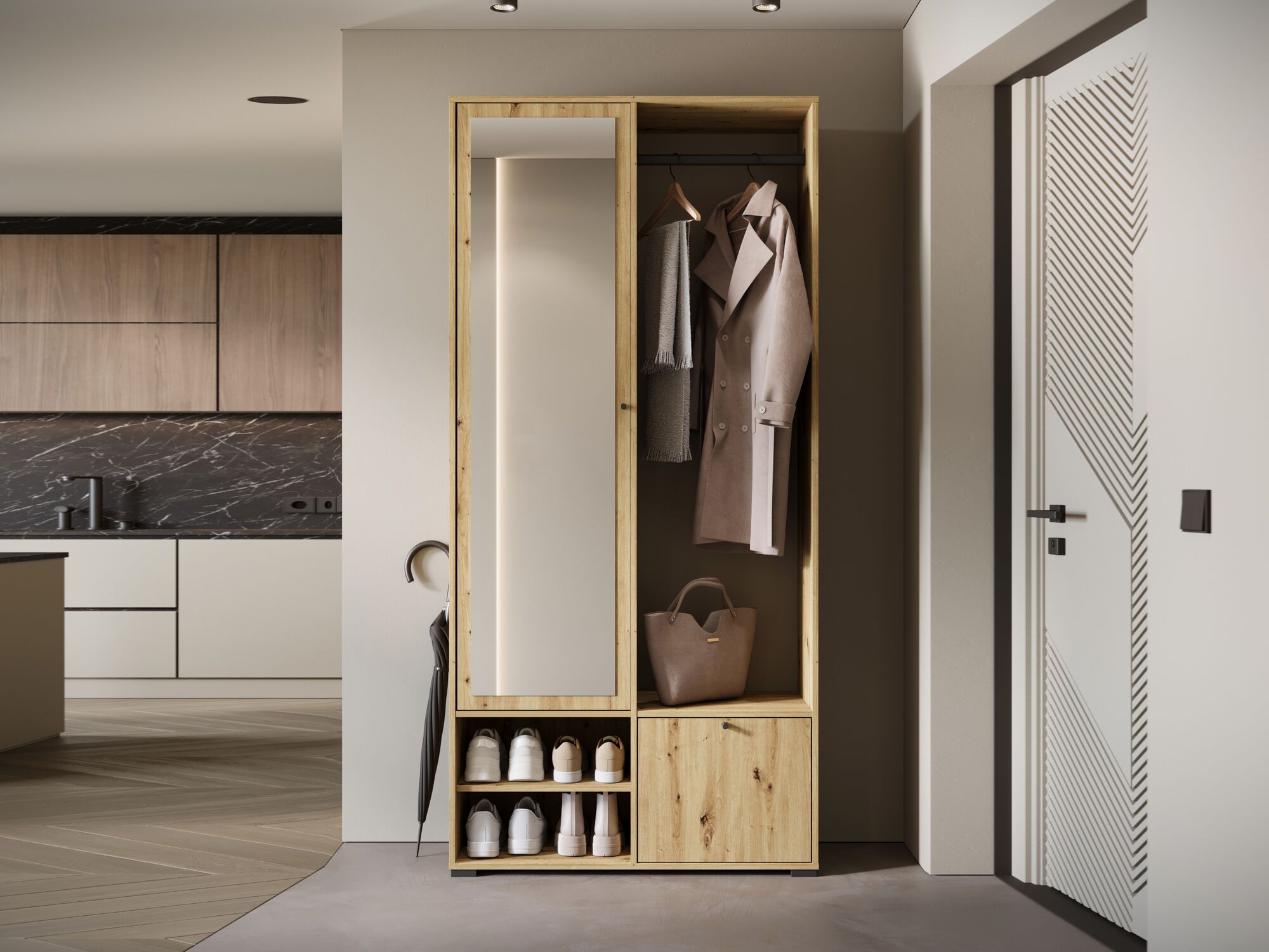 Vestiaire DAFFY 1 porte chêne artisan