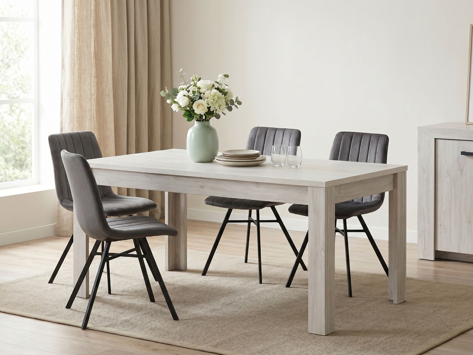 Table repas ELVITA 190 cm chêne blanchi