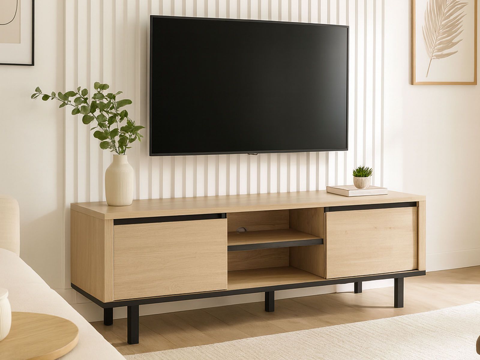 Meuble tv-hifi DURDEN 2 portes chêne urbain