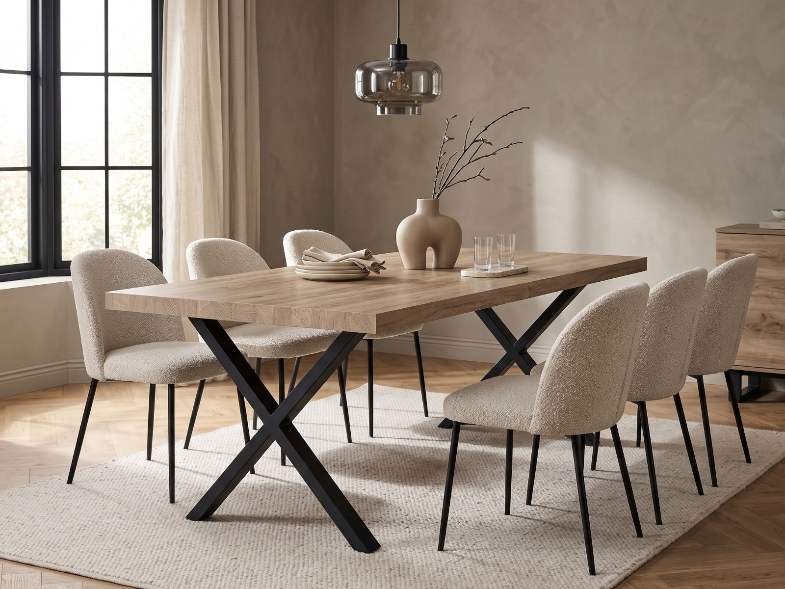 Table repas EDUKI 220 cm chêne estival