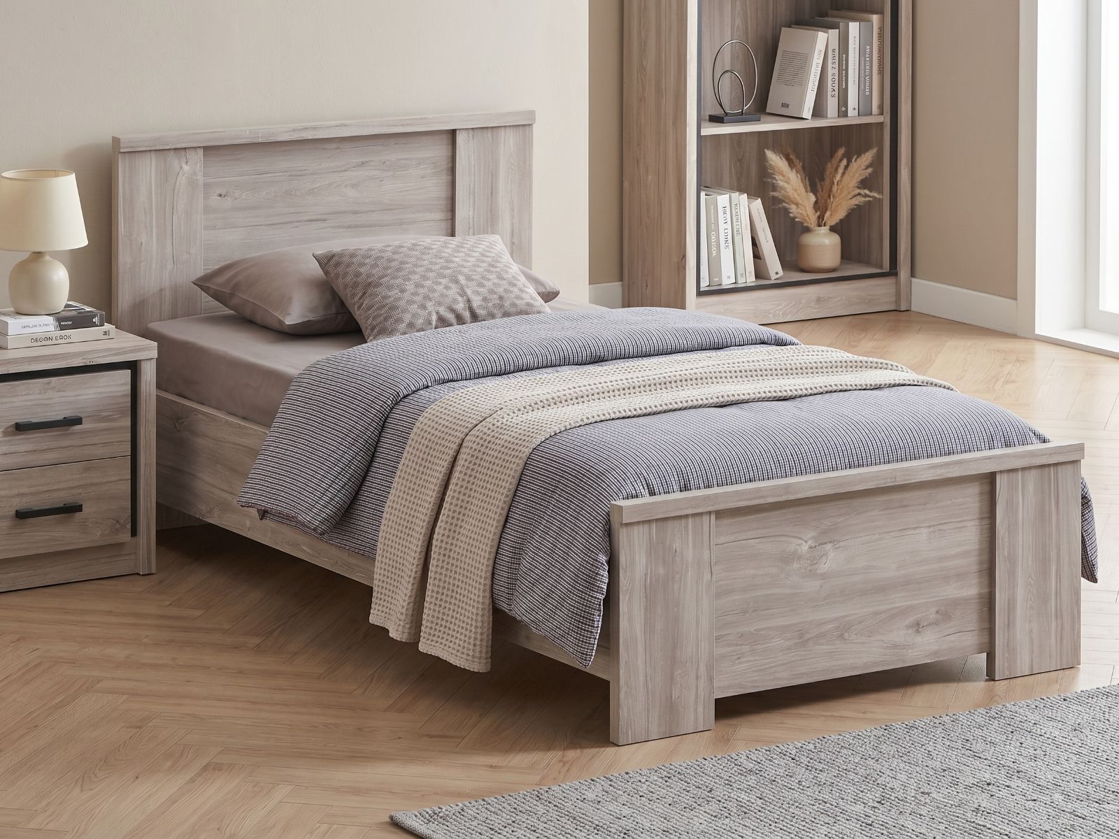 Lit ELZA 90x200 chêne gris