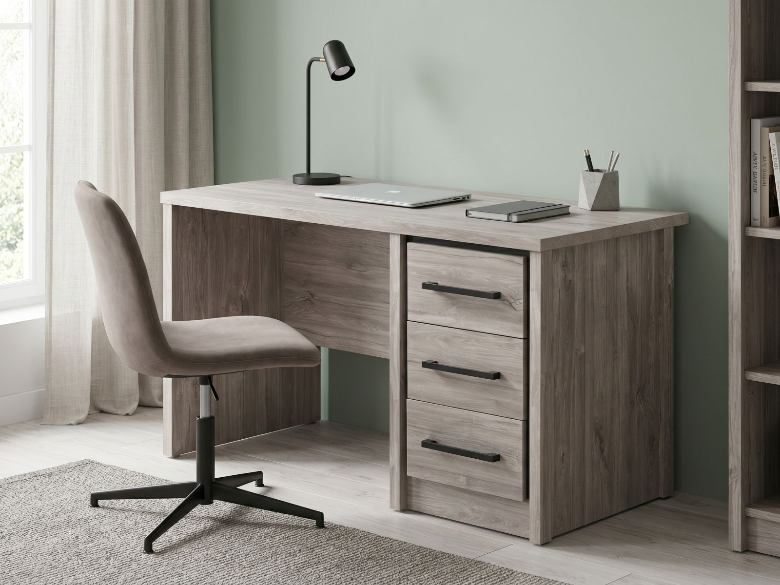 Bureau ELZA 3 tiroirs chêne gris