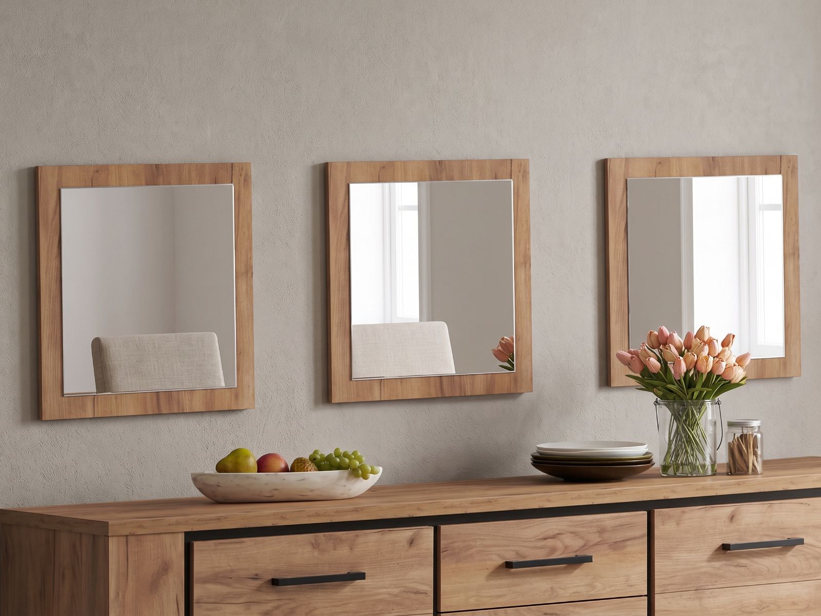 Lot de 3 miroirs ELLIOT chêne français d'automne