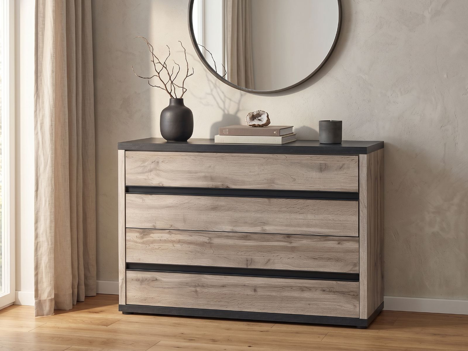 Commode ELVYA 2 tiroirs chêne canadien