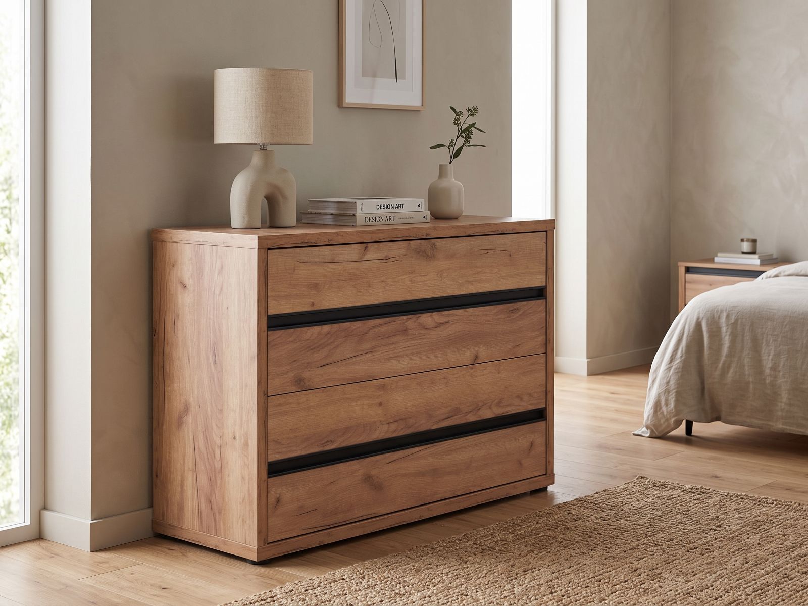 Commode EWOUT 2 tiroirs chêne français d'automne