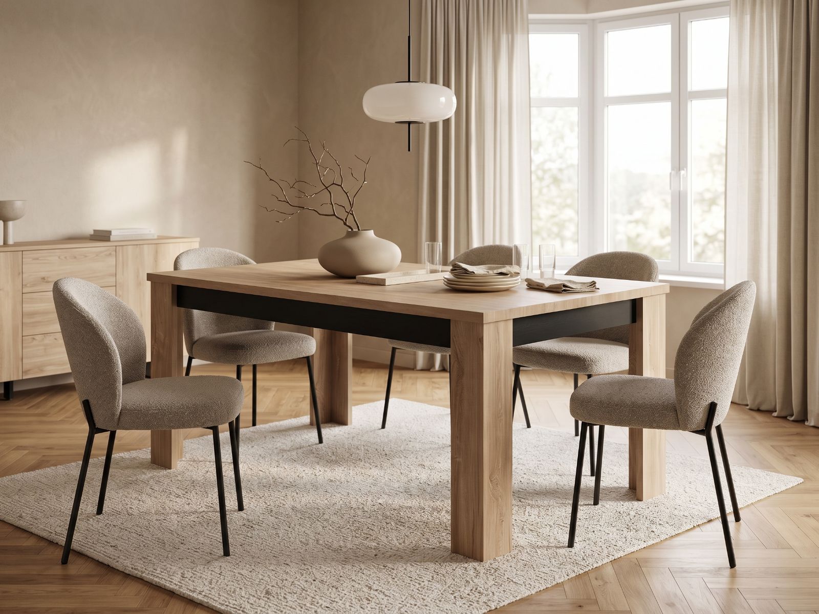 Table repas ERA 190 cm chêne ivoire