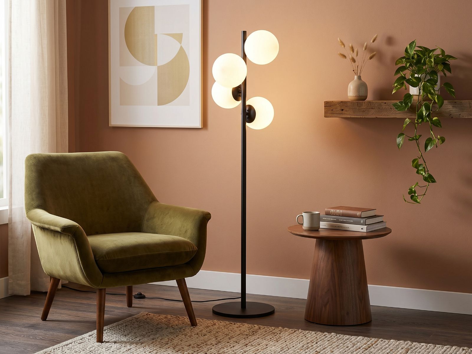 Lampadaire FAZOR 4 lampes noir
