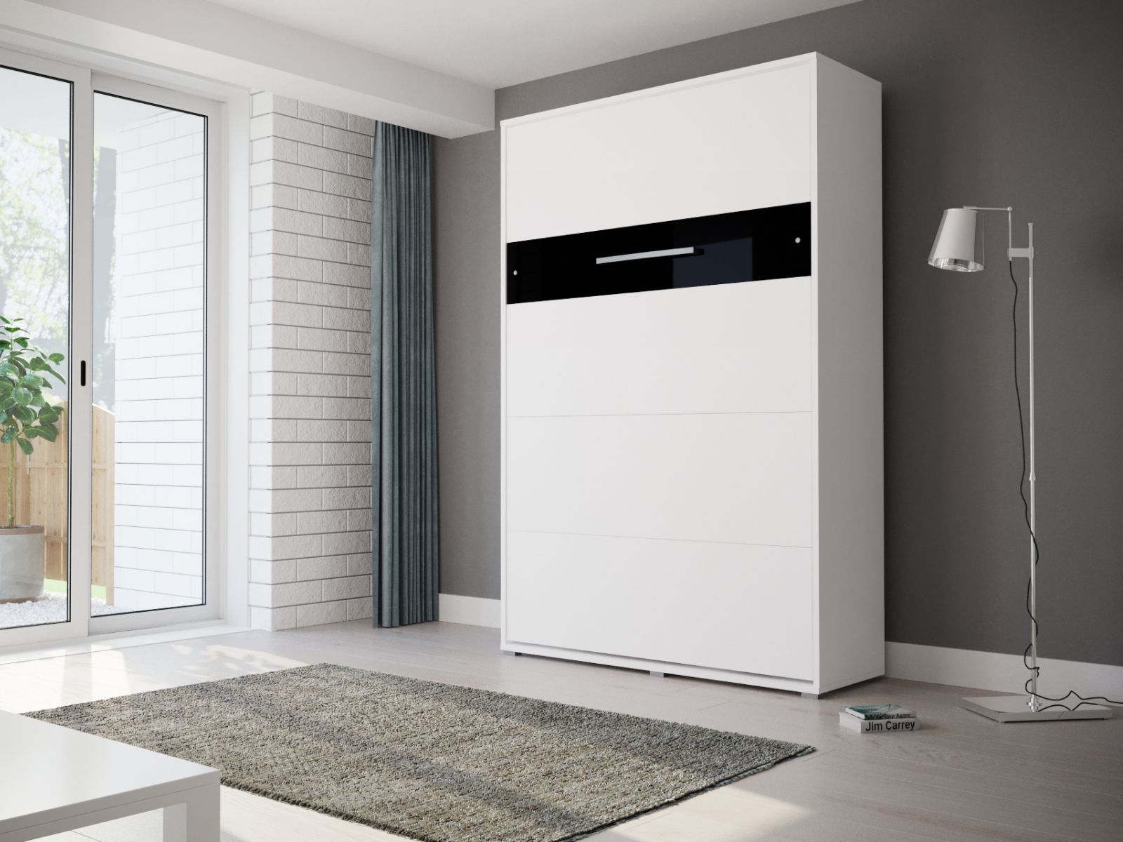 Lit escamotable HOUDI 140x200 blanc/noir