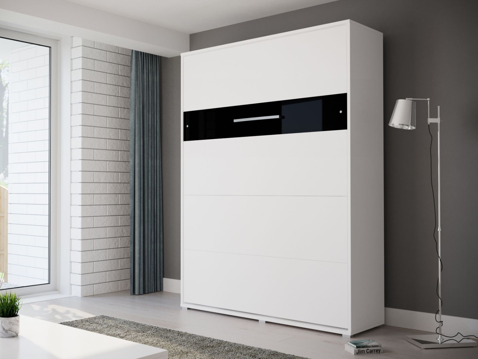 Lit escamotable HOUDI 160x200 blanc/noir