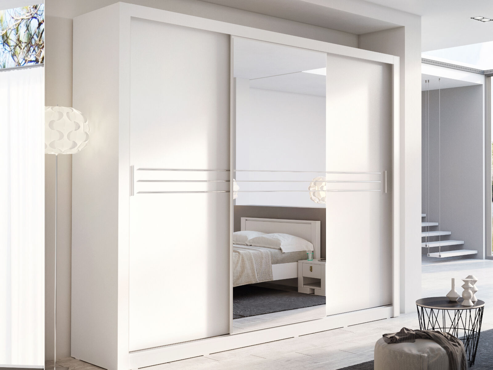 Armoire IDOLE DELUXE 3 portes coulissantes blanc mat