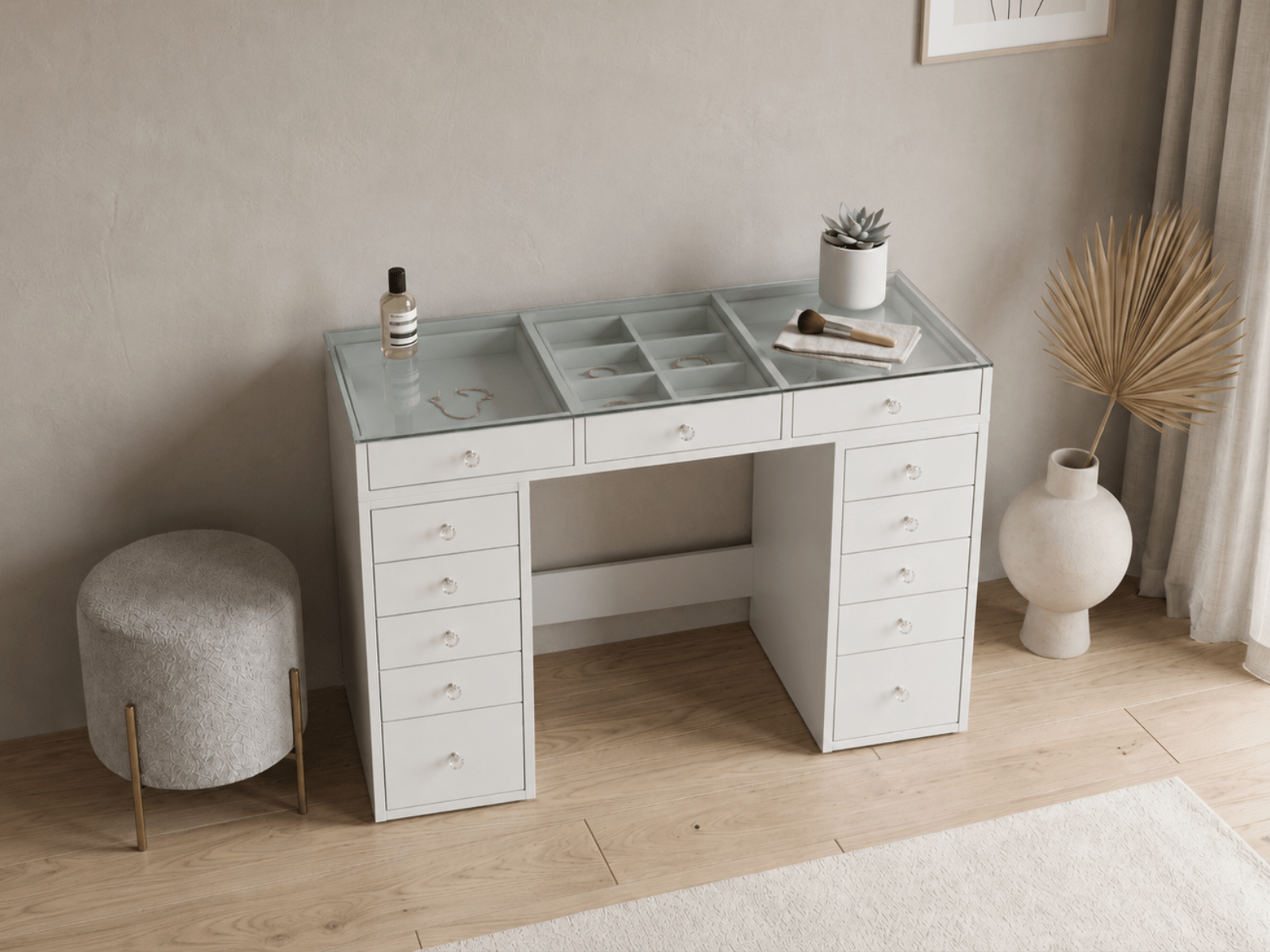 Coiffeuse JESSIE 13 tiroirs blanc