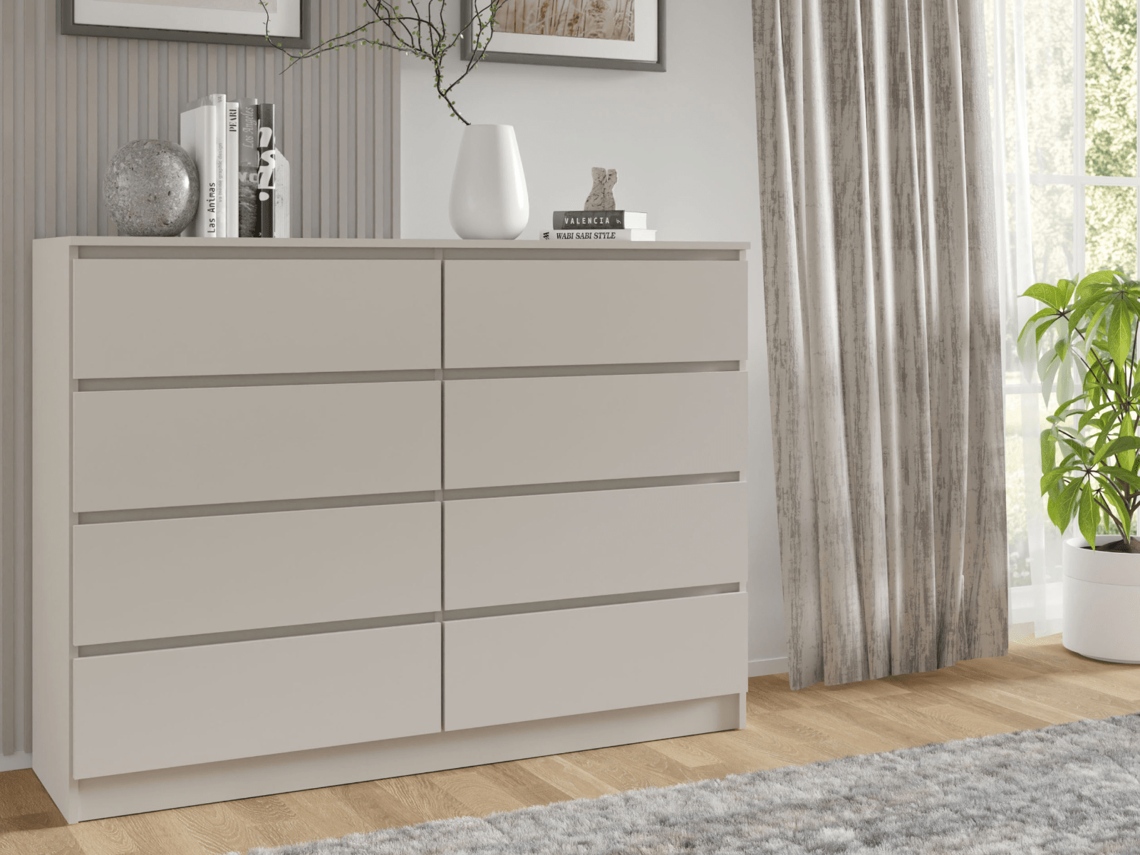 Commode MAJDA 8 tiroirs cachemire