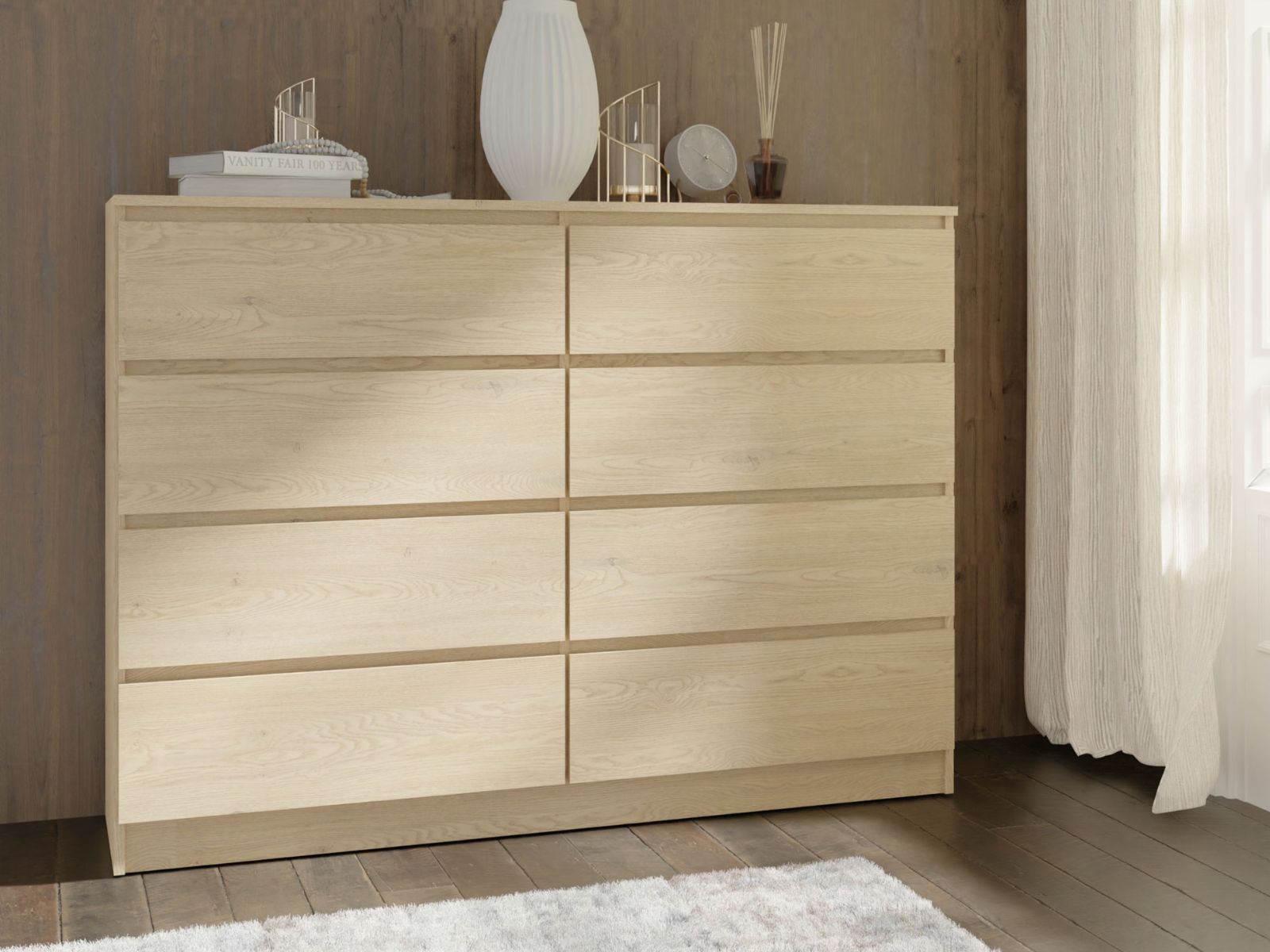 Commode MAJDA 8 tiroirs sonoma