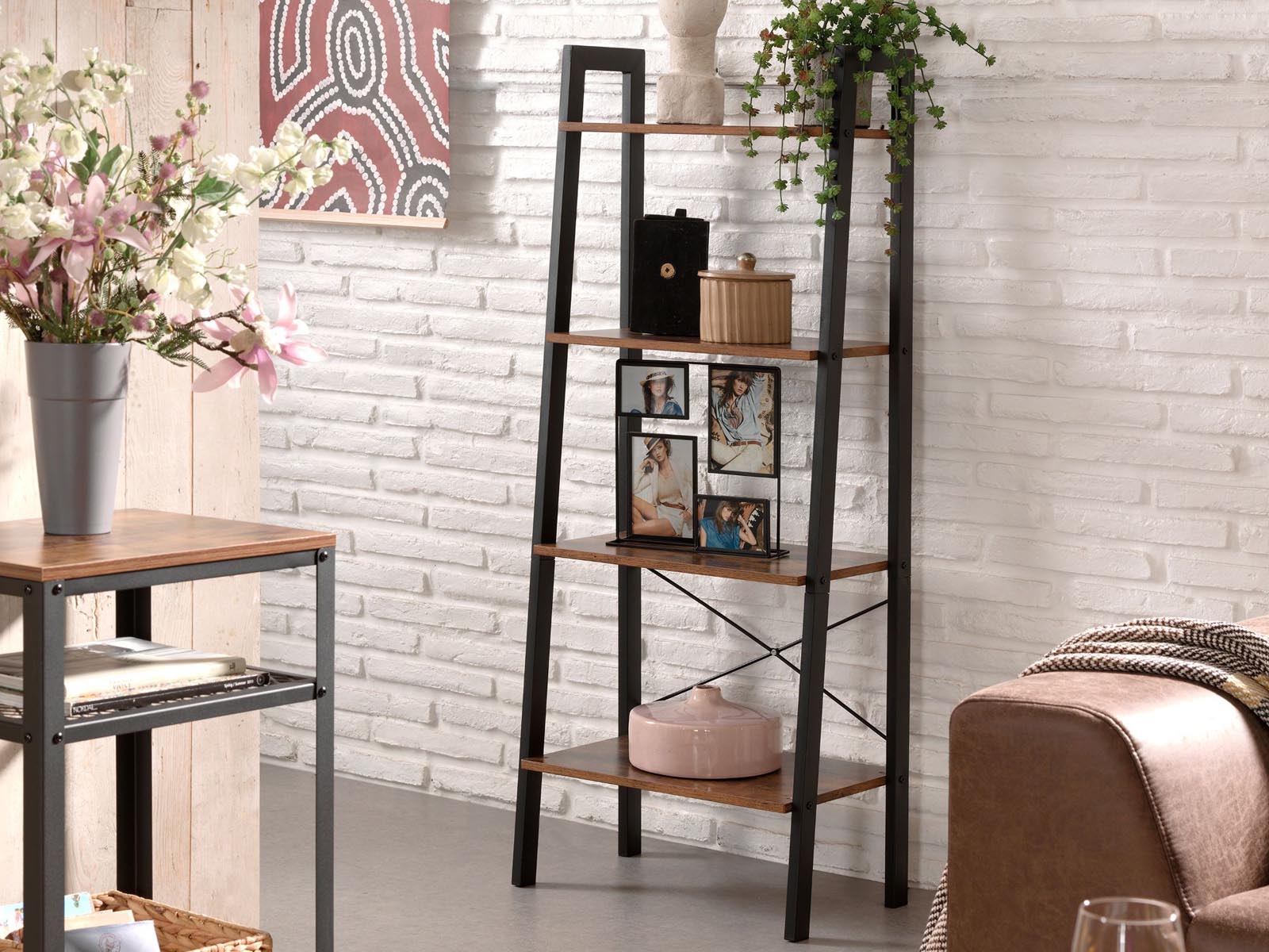 Bibliothèque VIERI vintage 56 cm brun/noir