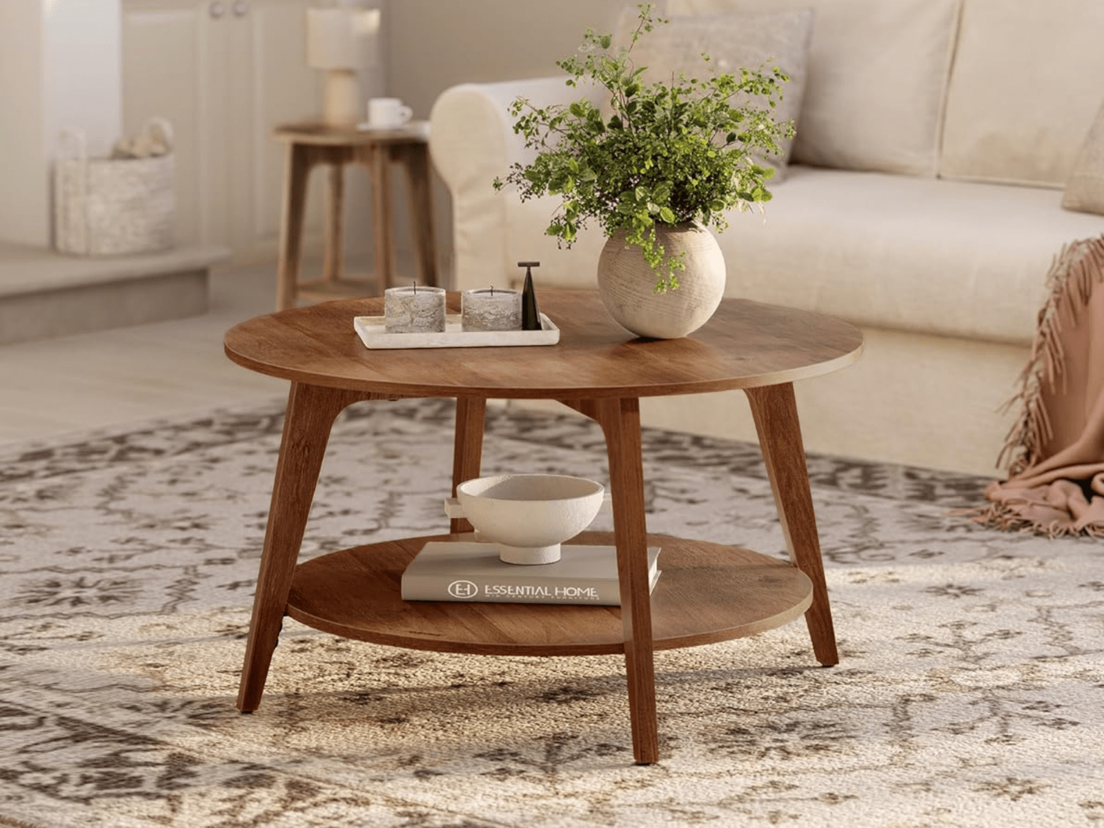 Table basse MAYA Ø 80 cm miel brun