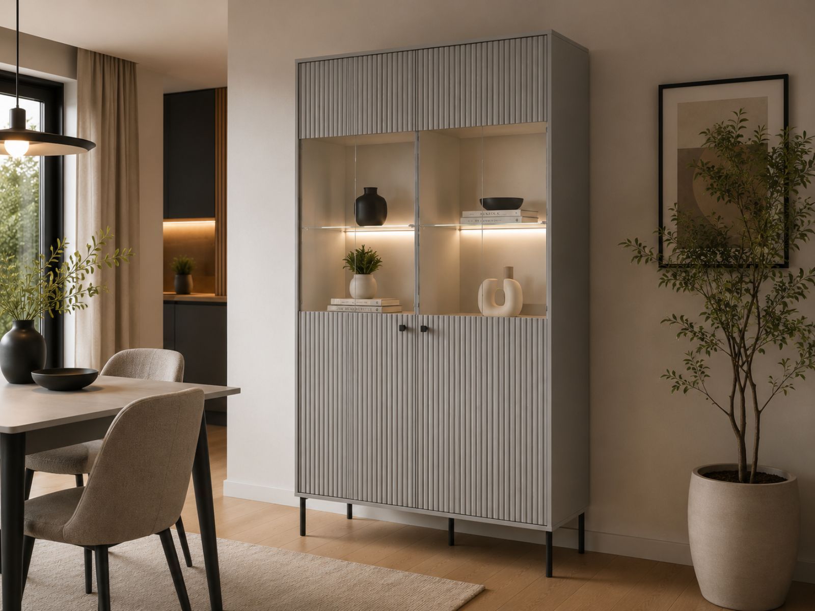 Vitrine IRELIA 2 portes gris