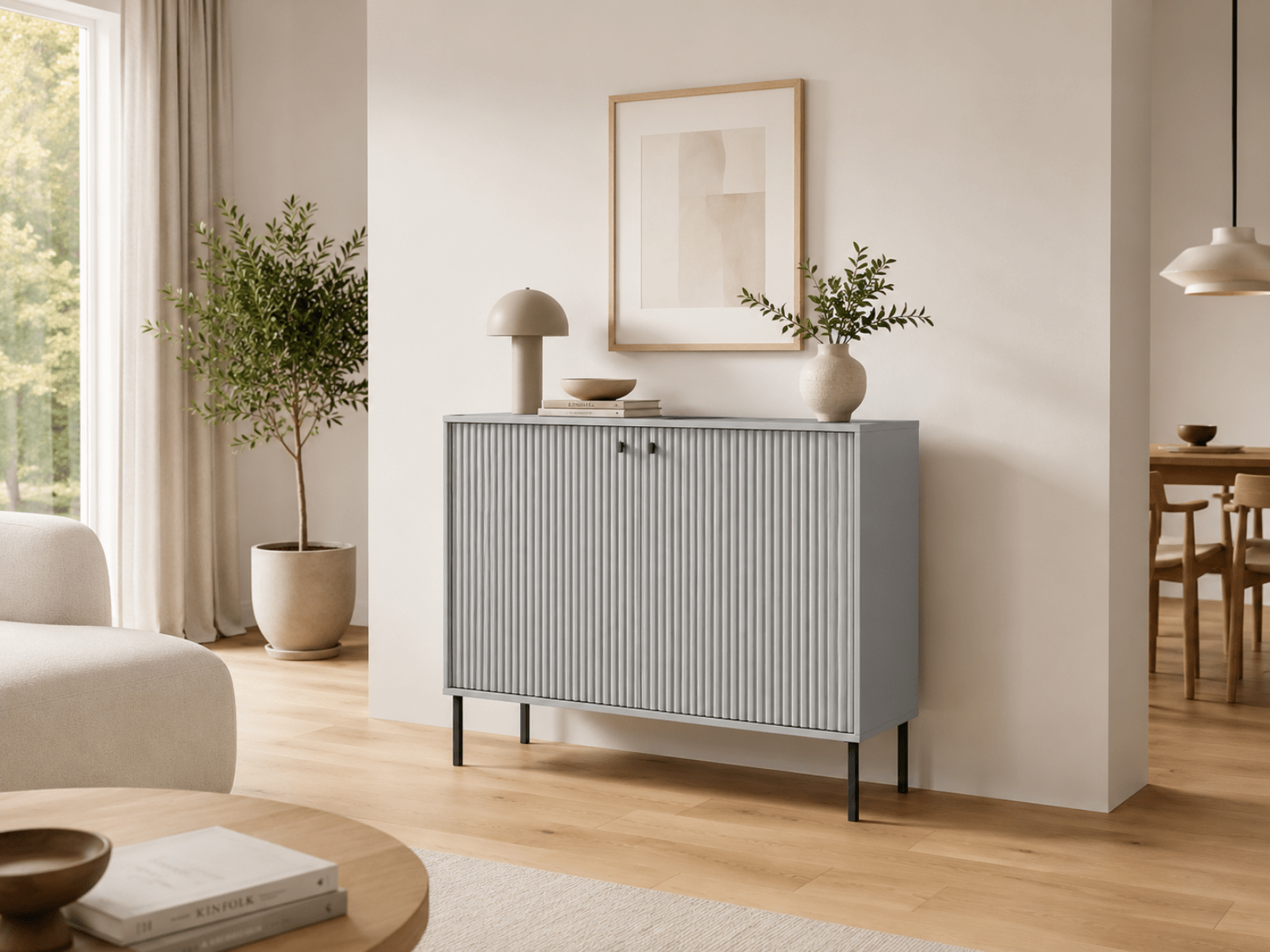 Meuble salon IRELIA 2 portes gris