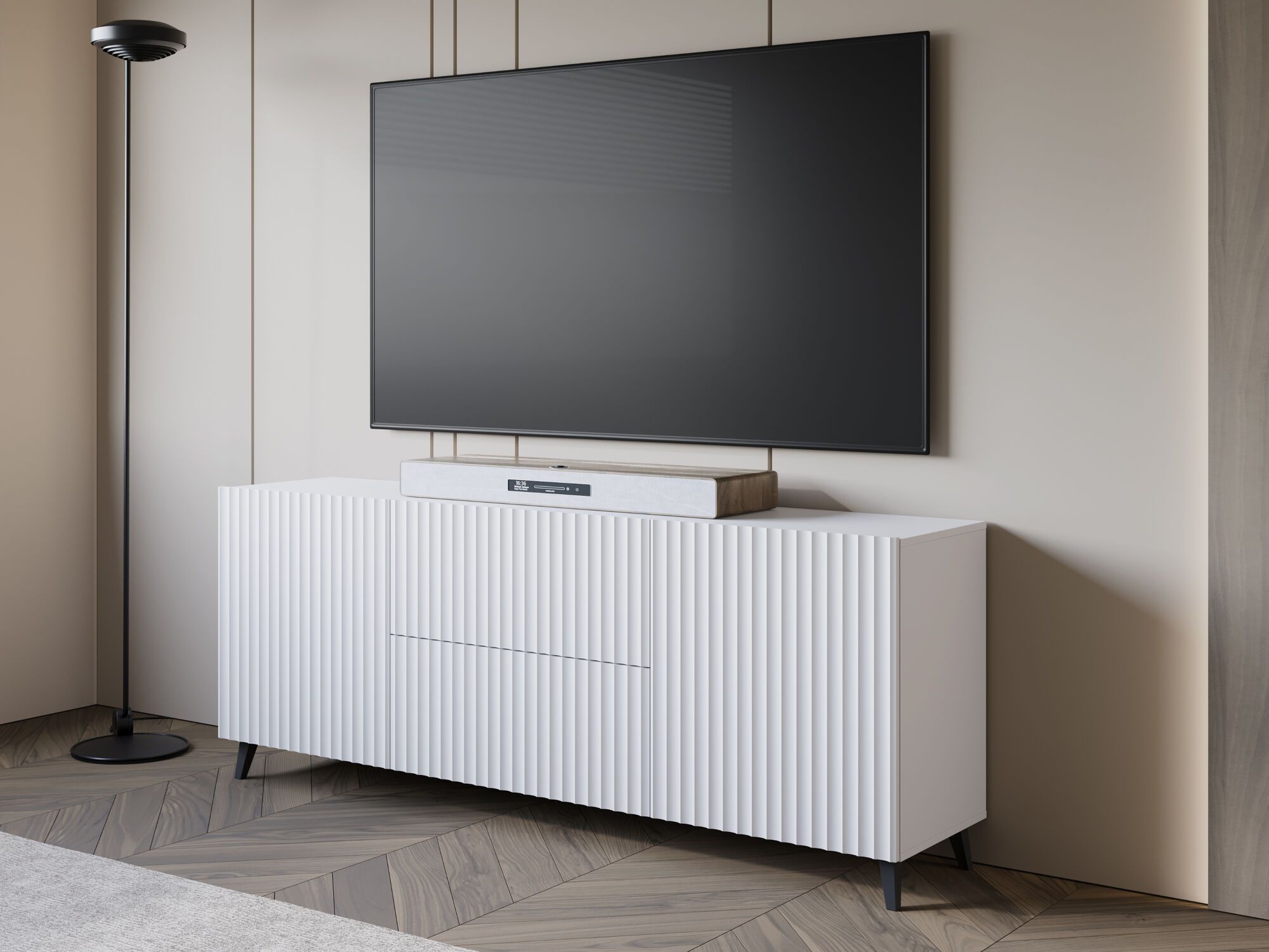 Meuble tv-hifi FUKETTE 2 portes 2 tiroirs 180 cm blanc