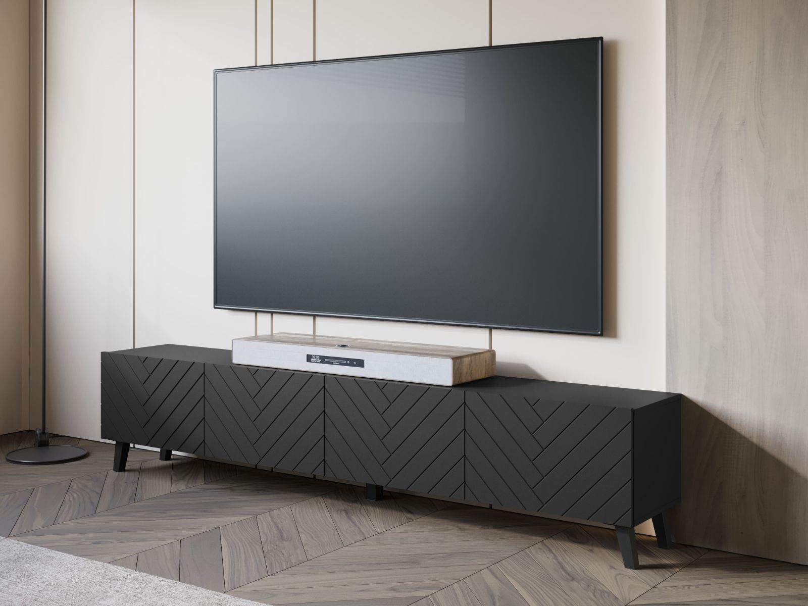 Meuble tv-hifi FUKETTE 4 portes battantes 190 cm graphite/noir