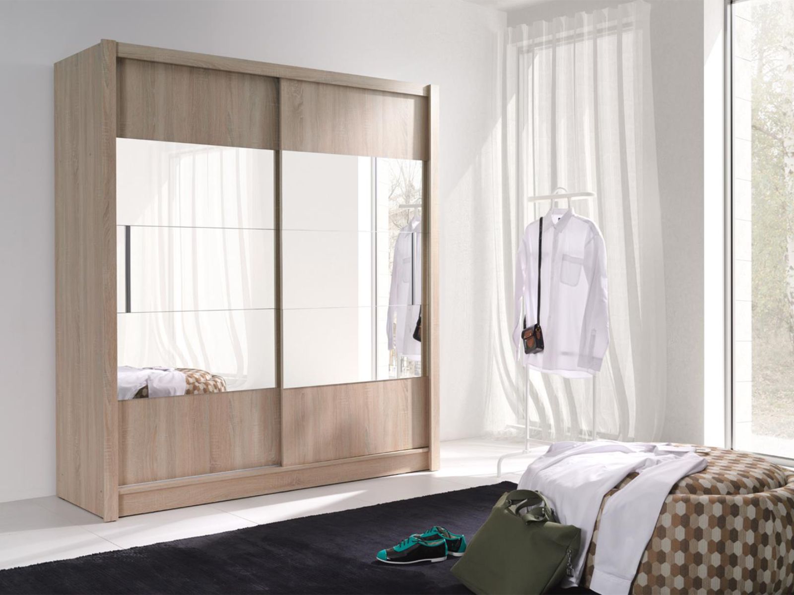 Armoire ROMANA 2 portes coulissants chêne sonoma