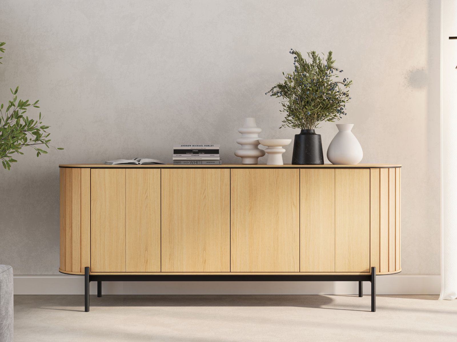 Buffet/bahut ROTARIO 4 portes 168 cm chêne vincenza