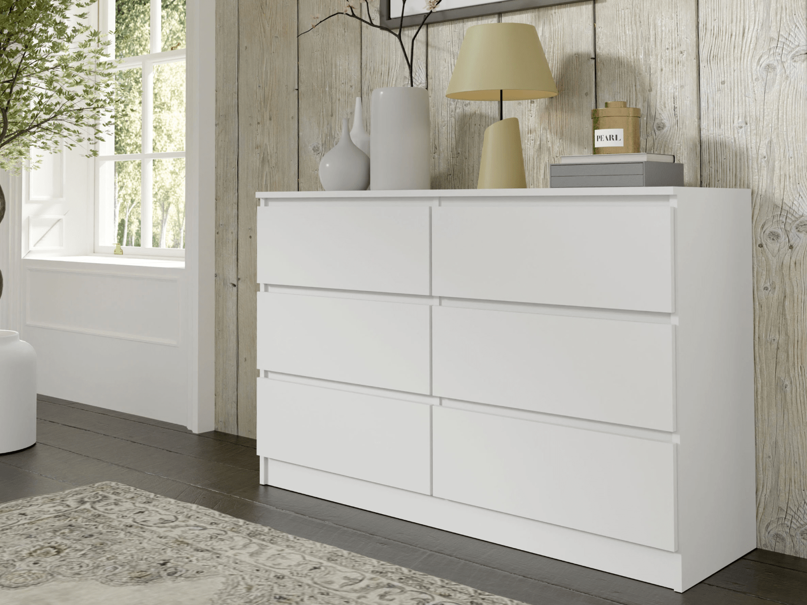 Commode MAJDA 6 tiroirs blanc