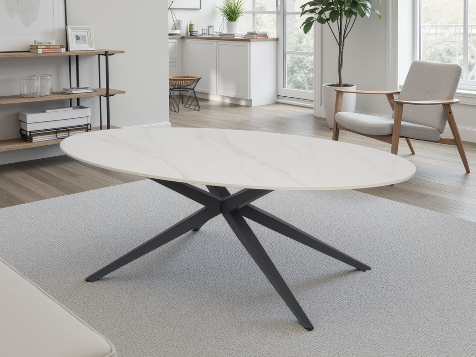 Table basse KERAM 130 cm céramique blanc