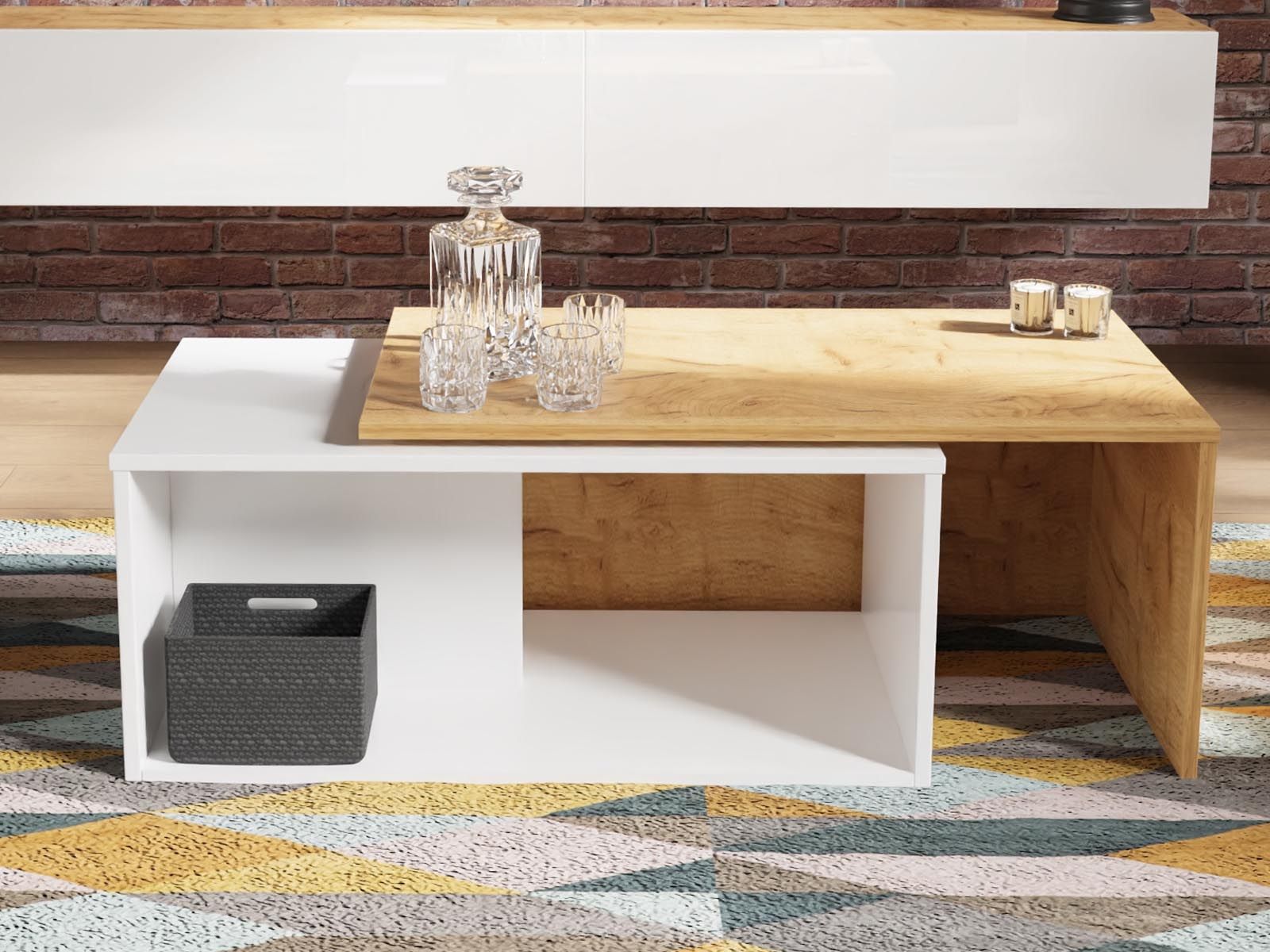 Table basse KINGSTON DELUXE chêne doré/blanc