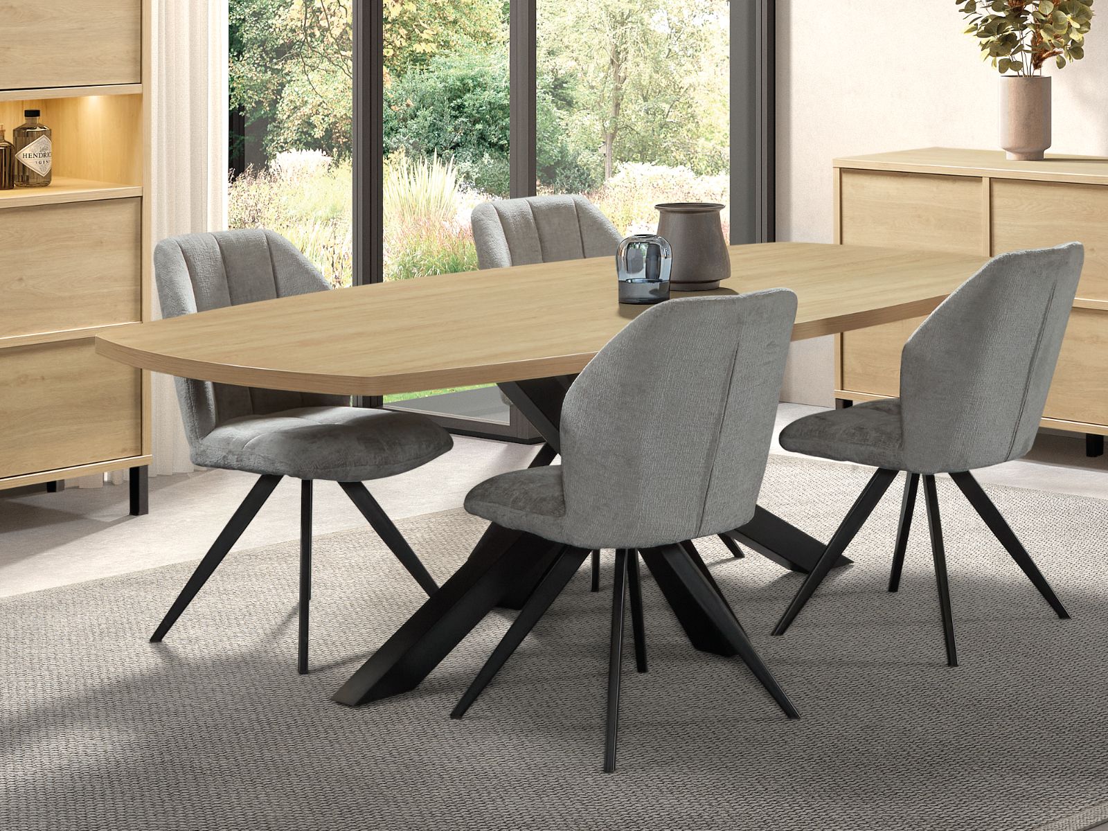 Table repas ovale AMBER 120x230 cm chêne urbain