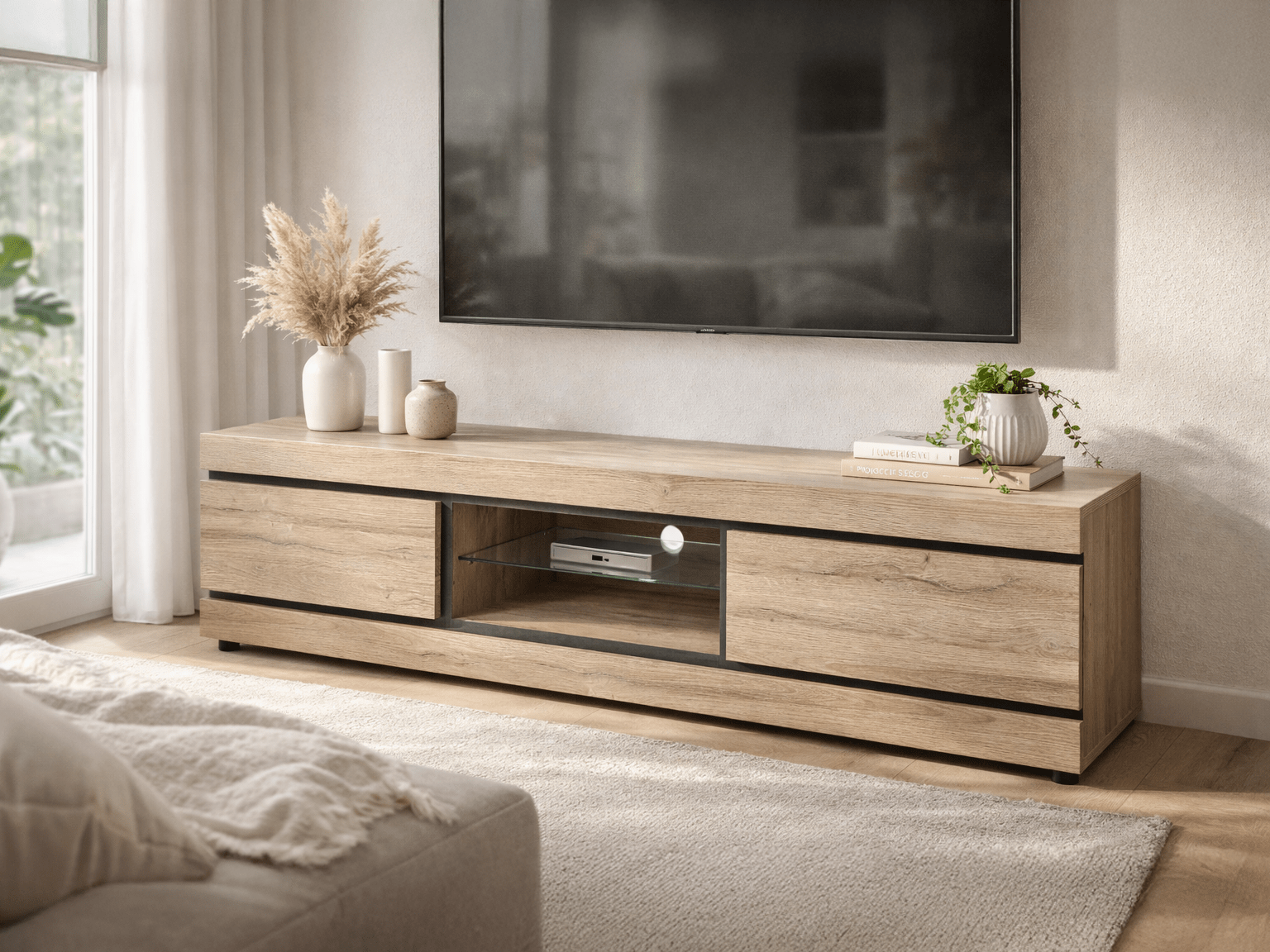 Meuble tv-hifi MARNOIX 2 tiroirs chêne français