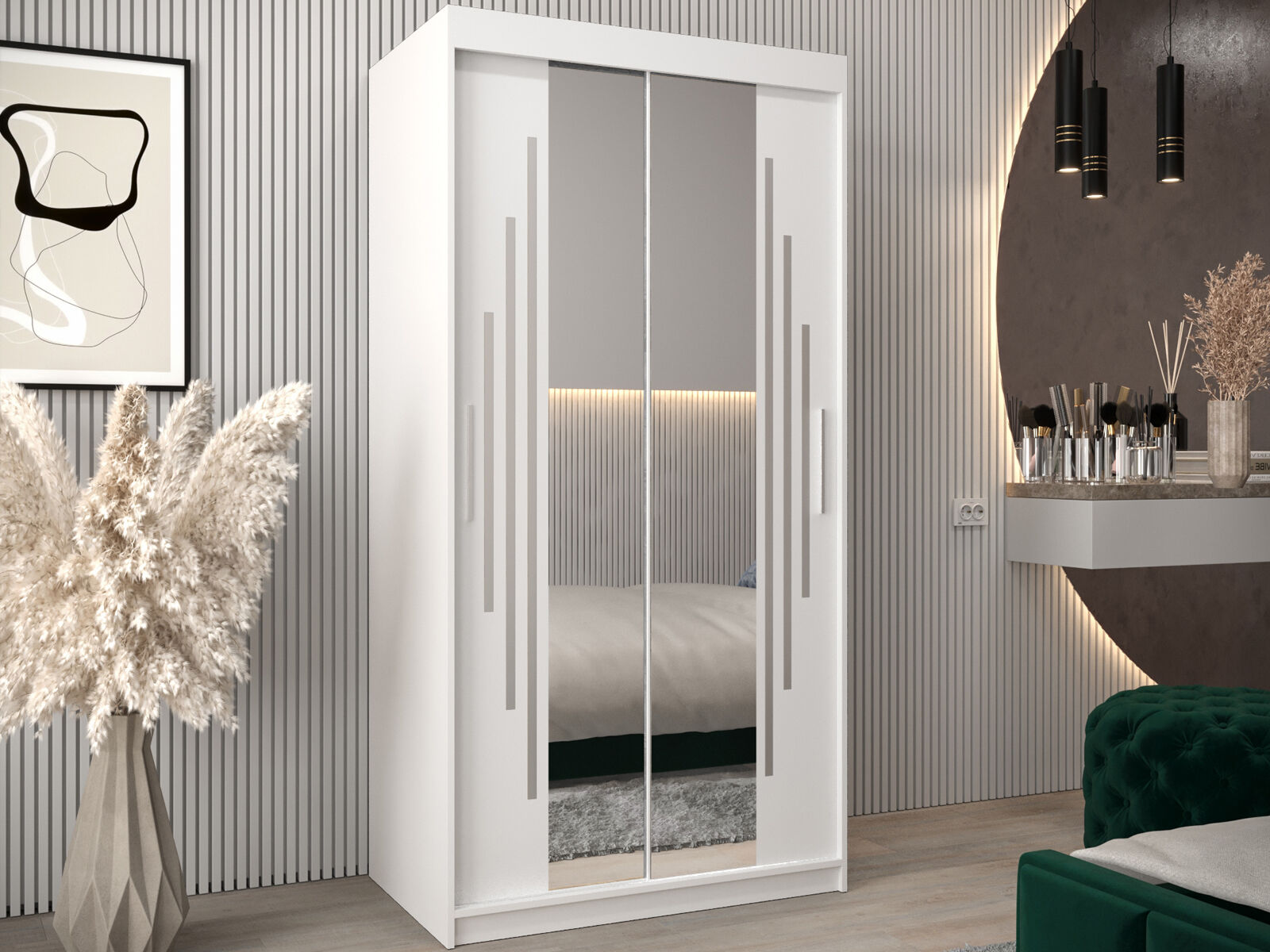 Armoire YORKSHIRE 2 portes coulissantes 100 cm blanc