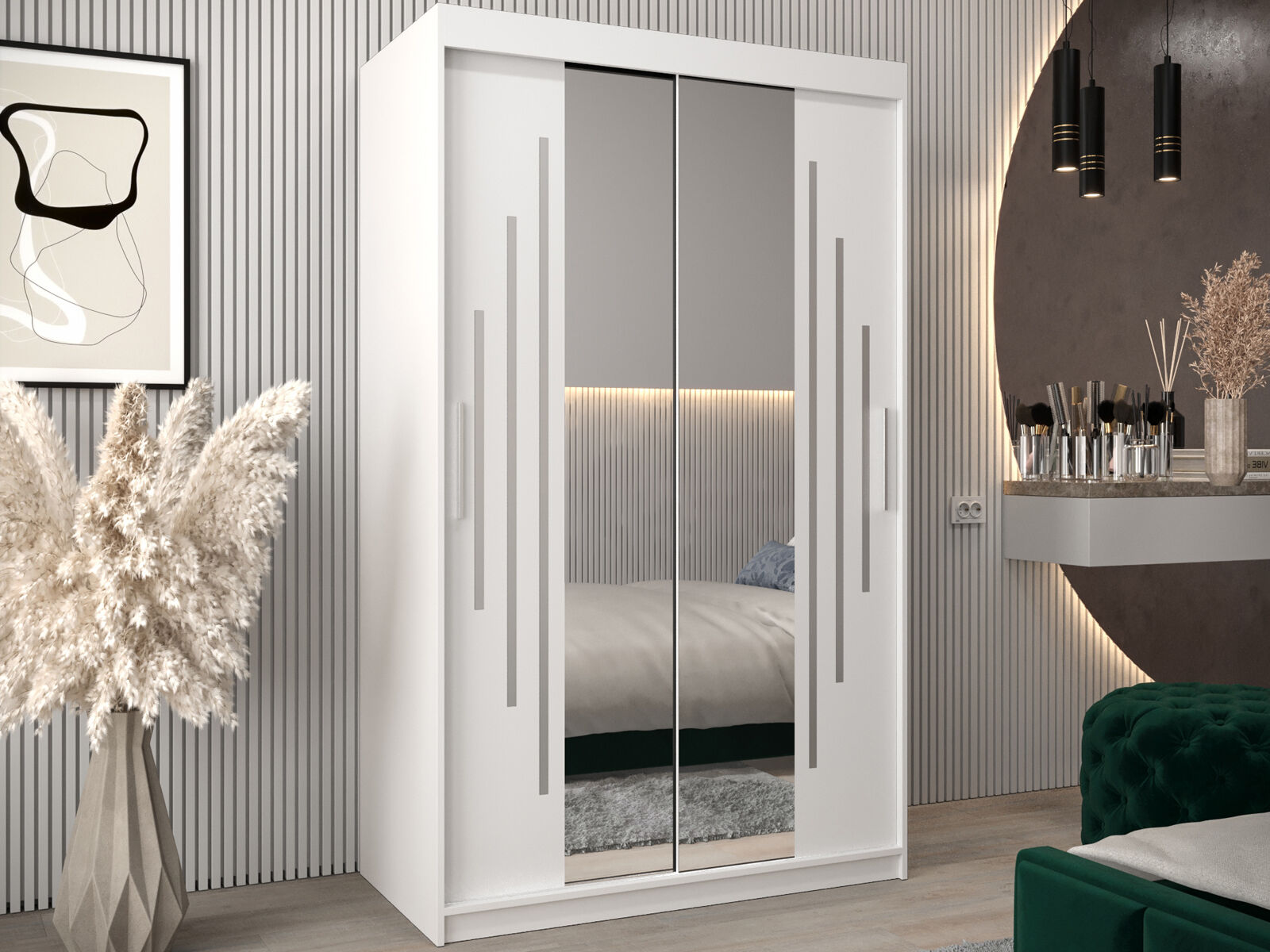 Armoire YORKSHIRE 2 portes coulissantes 120 cm blanc