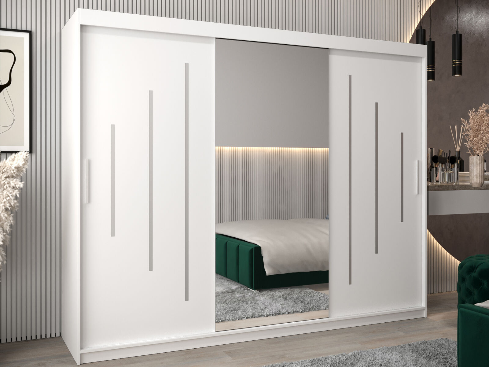 Armoire YORKSHIRE 3 portes coulissantes 250 cm blanc